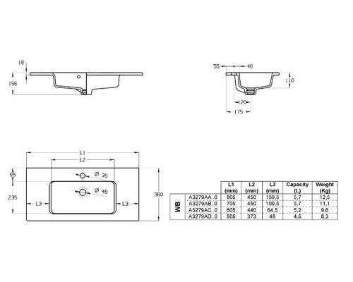 Раковина Roca The Gap 60x38 компакт 3279AC000