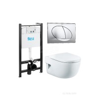 Подвесной унитаз + инсталляция + кнопка + сиденье Roca Meridian Pack 893104110
