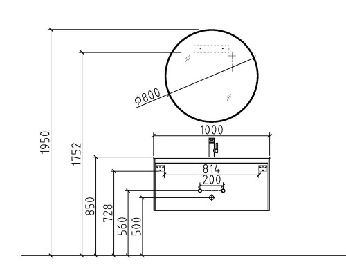 Комплект мебели для ванной Black&White Universe 905U1000 подвесной Пепельный