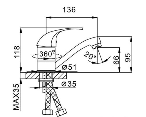 Смеситель для кухни Frap H29 F4529-B Хром