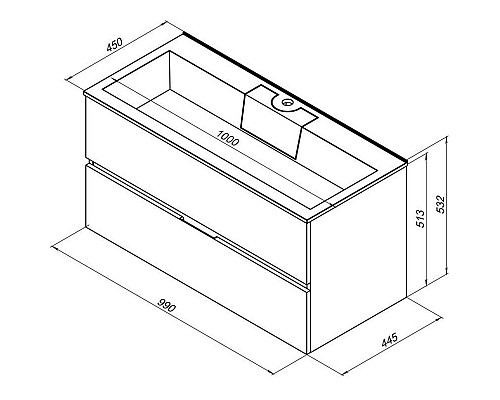 Тумба под раковину Aquanet Алвита 100 235341 подвесная Белая