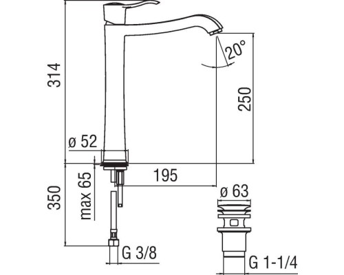 Смеситель для раковины Nobili Sofi SI98128/2CR Хром