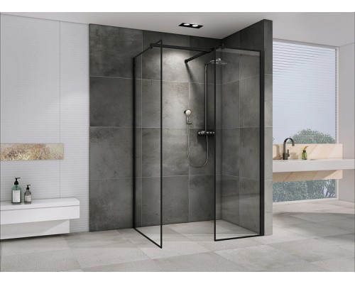 Душевая перегородка Abber Immer Offen 120 AG67129B профиль Черный стекло прозрачное