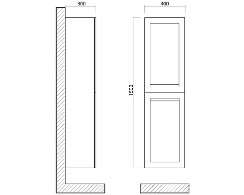 Шкаф пенал Art&Max AM-Platino-1500-2A-SO-BM подвесной Белый матовый