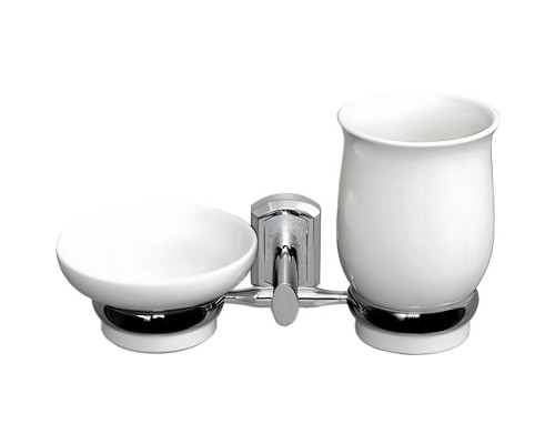 Стакан для зубных щеток с мыльницей WasserKRAFT K-24126 Хром Белый