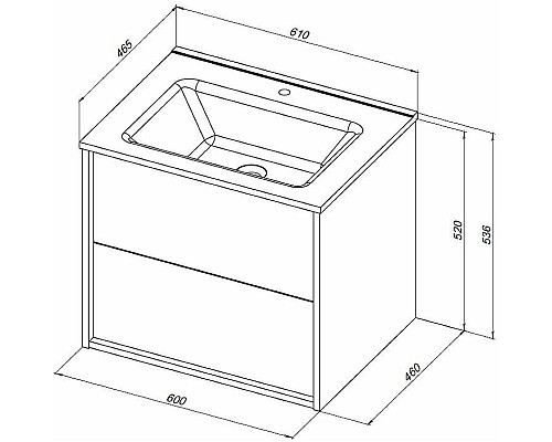 Тумба под раковину Aquanet Lino 60 Flat 287541 подвесная Дуб Веллингтон
