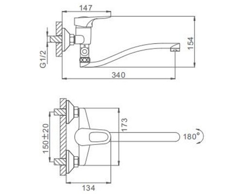 Смеситель для ванны Frap H28 F2128-B универсальный Хром
