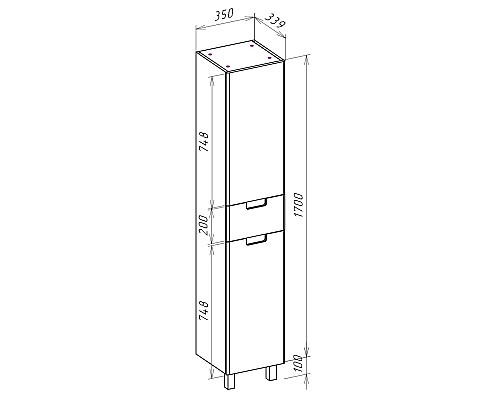 Шкаф пенал Bellezza Пегас 35 L 4620404712031 Красный Белый