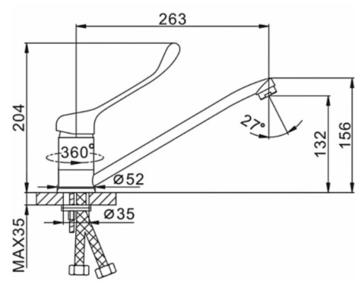 Смеситель для кухни Frap H54 F4254 Хром