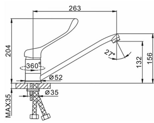 Смеситель для кухни Frap H54 F4254 Хром