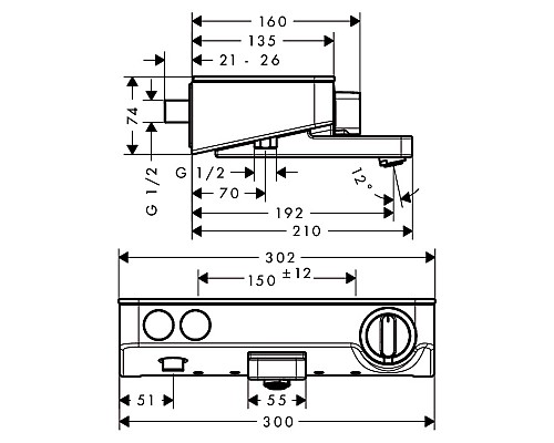 Смеситель для ванны,для душа Hansgrohe Ecostat Select 13151000