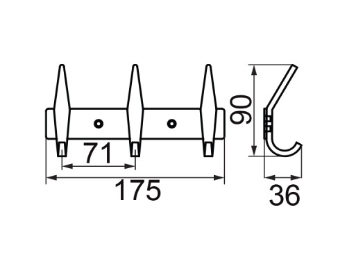 Планка с 3-мя крючками Veragio Gifortes L17.4xH3 хром