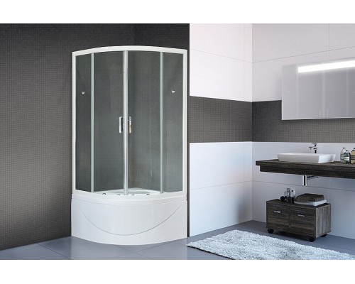 Душевой уголок Royal Bath BK 100х100 с поддоном профиль Белый стекло прозрачное