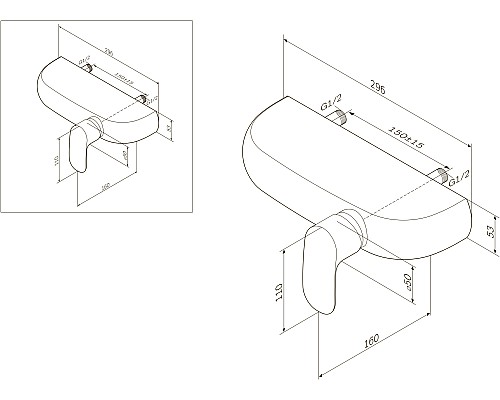 Смеситель для душа AM.PM Sensation F3020000 110 мм
