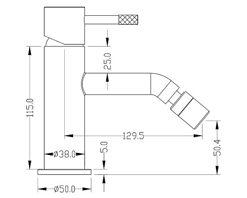 Смеситель для биде Boheme Uno 466-GM Металл матовый