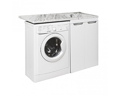 Тумба под раковину Runo ЛИРА 60 УТ000003443 белый мрамор, левое крыло