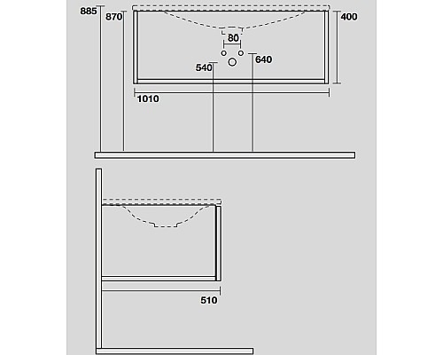 Тумба под раковину Kerasan Shape 101 9325K1 подвесная Дуб Белая