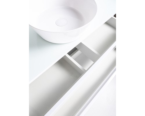 Тумба с раковиной Orange Otto 100 Ot-100TuGLASS+B08-360W подвесная Белый глянец