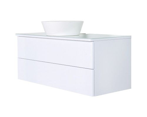 Тумба с раковиной Orange Otto 100 Ot-100TuGLASS+B08-360W подвесная Белый глянец