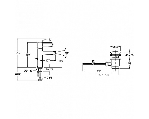 Смеситель для биде Jacob Delafon Odeon Rive Gauche E21033-CP-CP Хром