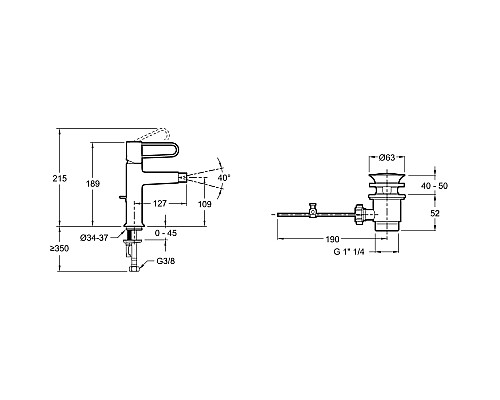 Смеситель для биде Jacob Delafon Odeon Rive Gauche E21033-CP-CP Хром