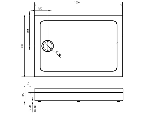 Акриловый поддон для душа Bas Олимпик 100х80 ПН00053 Белый