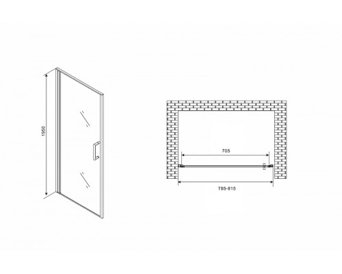 Душевая дверь Abber Sonnenstrand 80 AG04080 профиль Хром стекло прозрачное
