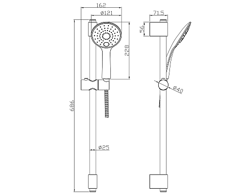 Душевой гарнитур Rossinka AC-26 Хром