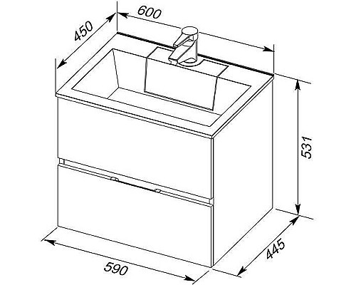 Тумба под раковину Aquanet Алвита 60 183991 подвесная Серый антрацит