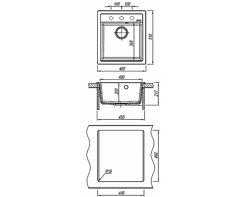 Кухонная мойка Florentina Липси-460 20.280.B0460.302 Антрацит