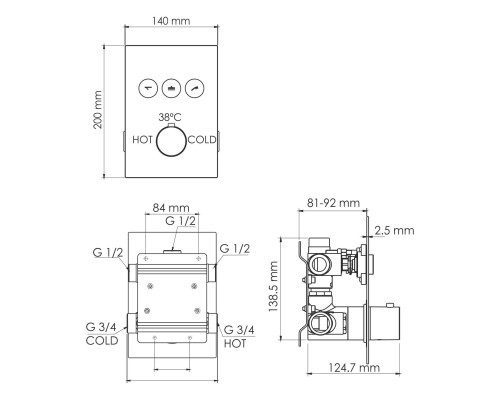 Смеситель для душа WasserKRAFT Neime 1944 с термостатом Хром