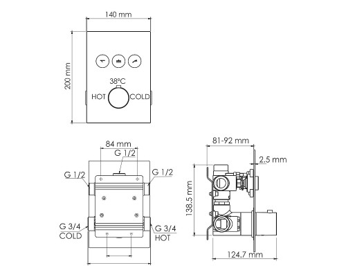 Смеситель для душа WasserKRAFT Neime 1944 с термостатом Хром