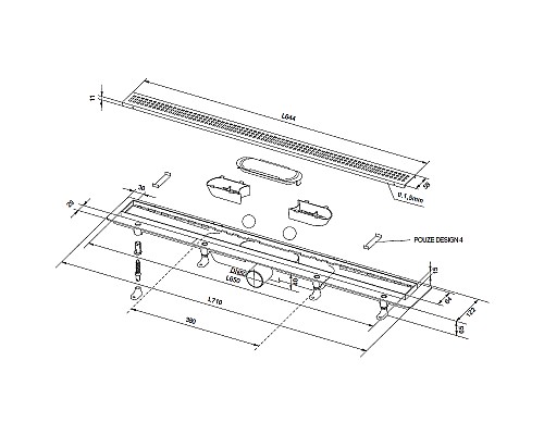 Душевой лоток PlastBrno Design 5 65 SZA5650 с решеткой Хром Душевой лоток PlastBrno Design 5 65 SZA5650 с решеткой Хром
