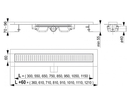 Душевой лоток AlcaPlast APZ101-950 950 с опорами