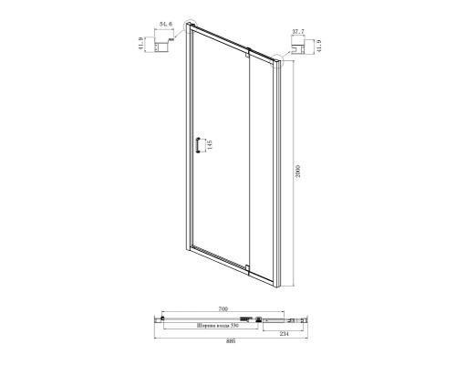 Душевой уголок Ambassador Elysium 90x100 111021103KX-100KX профиль Хром стекло прозрачное