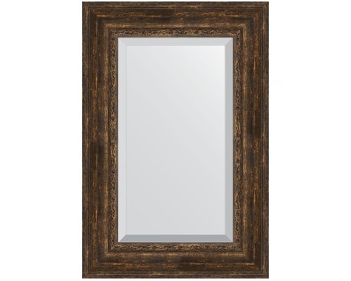 Зеркало Evoform Exclusive 92х62 BY 3430 с фацетом в багетной раме - Состаренное дерево с орнаментом 120 мм