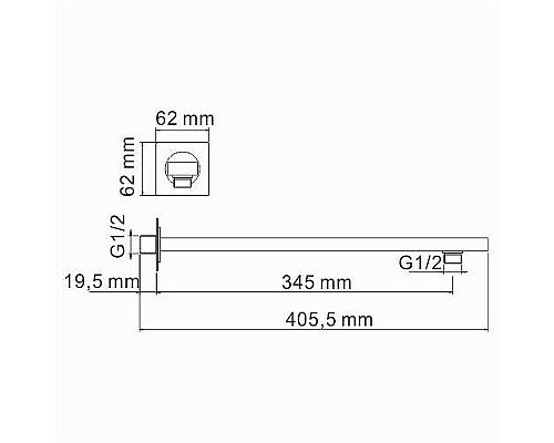 Кронштейн для верхнего душа WasserKRAFT Glan A181 Черный глянцевый