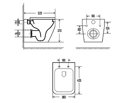Унитаз AQUAme AQM2009 подвесной Белый глянец с сиденьем Микролифт