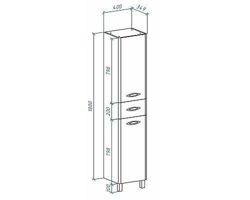 Шкаф пенал Bellezza Джела 40 L 4629805712015 Белый