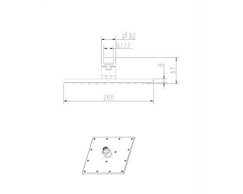 Верхний душ Omnires WG220CR 20х20 см хром