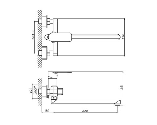 Смеситель для ванны Haiba HB22617 универсальный Хром