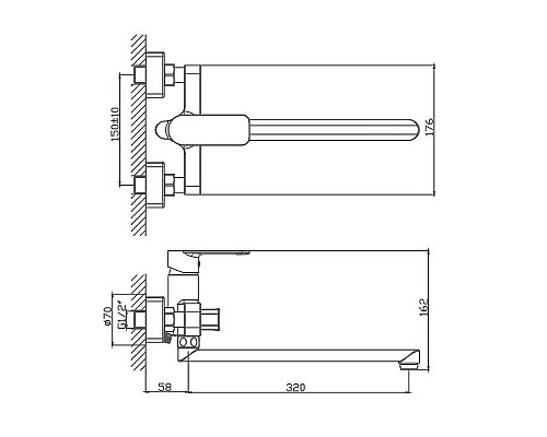 Смеситель для ванны Haiba HB22617 универсальный Хром