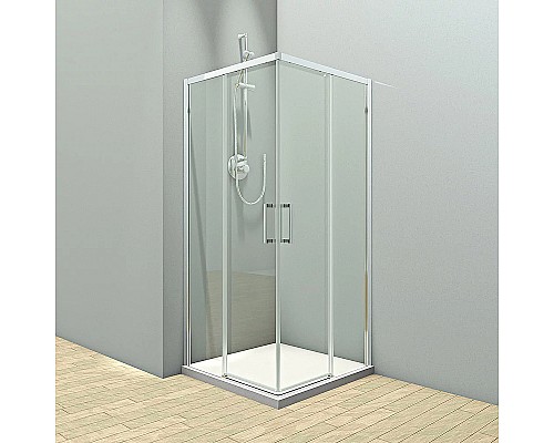 Душевой уголок Veconi Rovigo RV-47 100x100 RV47-100-01-C4 профиль Хром стекло прозрачное