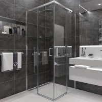 Душевой уголок Veconi Rovigo RV-47 100x100 профиль Хром стекло прозрачное