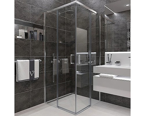 Душевой уголок Veconi Rovigo RV-47 100x100 RV47-100-01-C4 профиль Хром стекло прозрачное