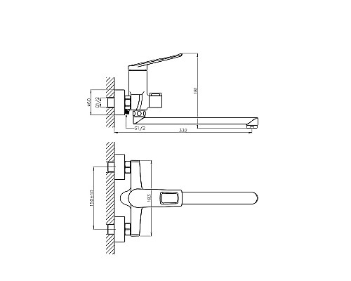 Смеситель для ванны Haiba HB22595 универсальный Хром