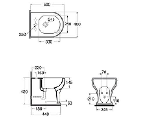 Биде Azzurra Charme CHBIT000000MBI/(CHA500 bi)*1 Белое