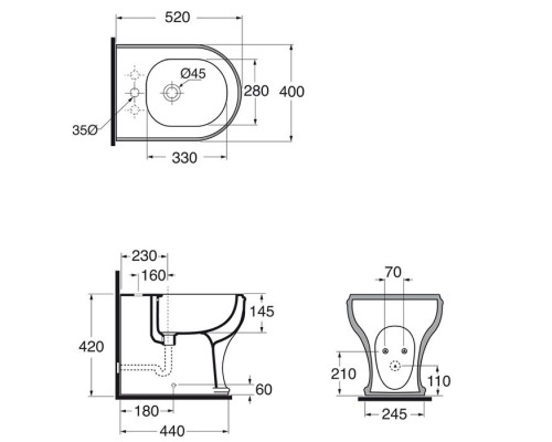 Биде Azzurra Charme CHBIT000000MBI/(CHA500 bi)*1 Белое