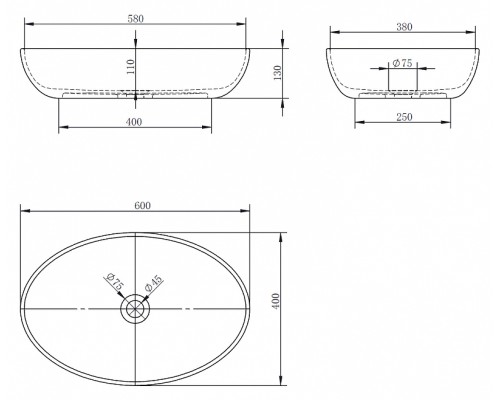 Раковина-чаша Abber Kristall 60 AT2801Opal Коричневая