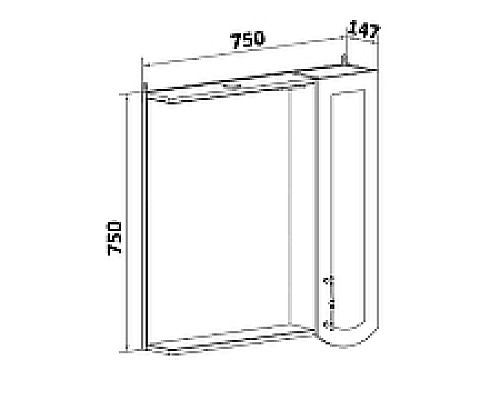 Зеркало со шкафом Runo Неаполь 75 R 00-00001031 с подсветкой Белое